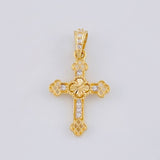 Dije Cruz Trebol Diamantado Florencial 1.2 g / 2.3 cm Oro Amarillo 18K Nac.Esp.