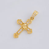 Dije Cruz Trebol Diamantado Florencial 1.15 g / 1.3 cm Oro Amarillo 18K Nac.Esp.