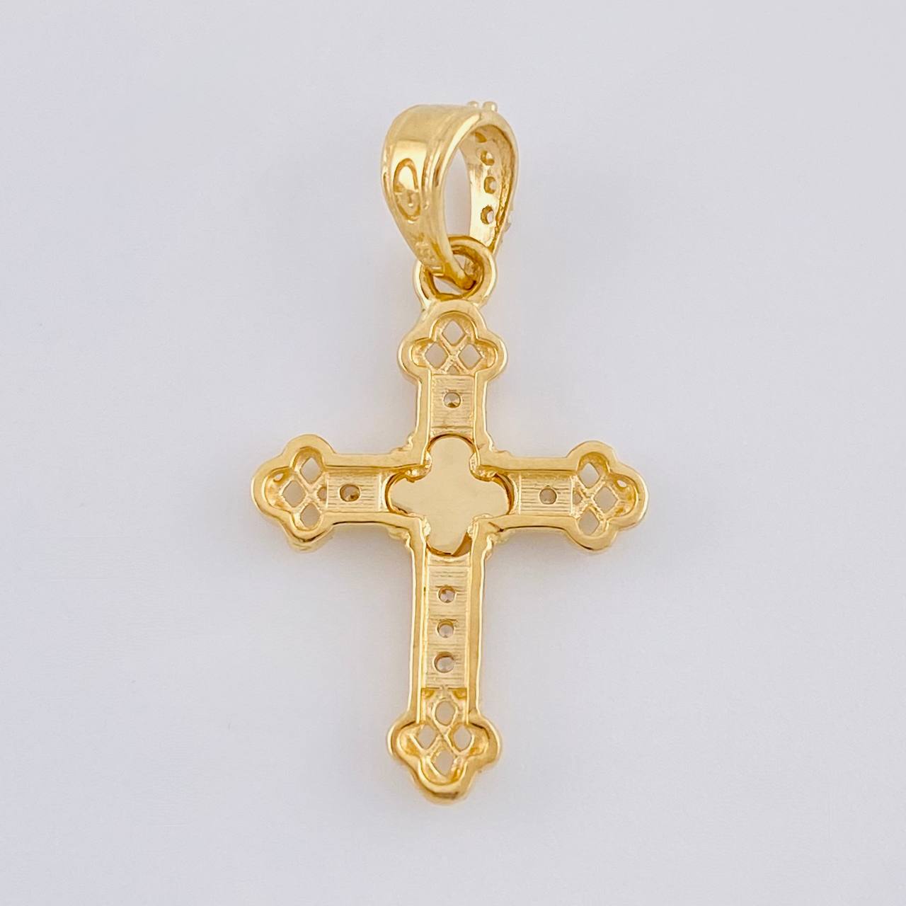 Dije Cruz Trebol Diamantado Florencial 1.2 g / 2,4 cm Oro Amarillo 18K Nac.Esp.