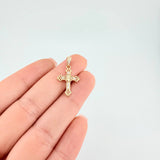 Dije Cruz Trebol Diamantado Florencial 1.2 g / 2.3 cm Oro Amarillo 18K Nac.Esp.