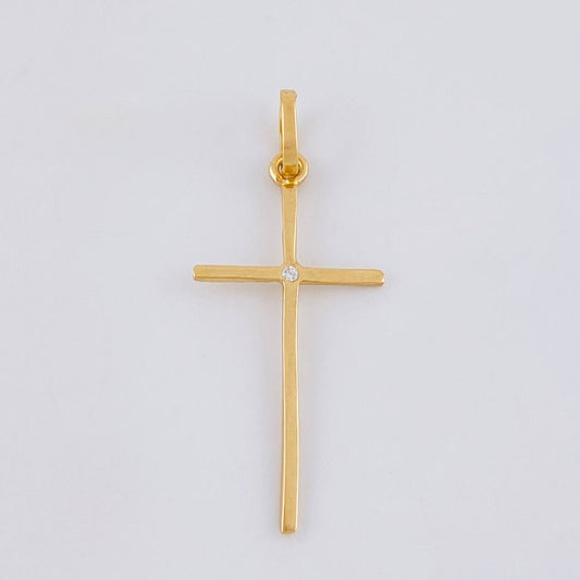 Dije Cruz Lisa 0.8 g / 3.5 cm Oro Amarillo 18K