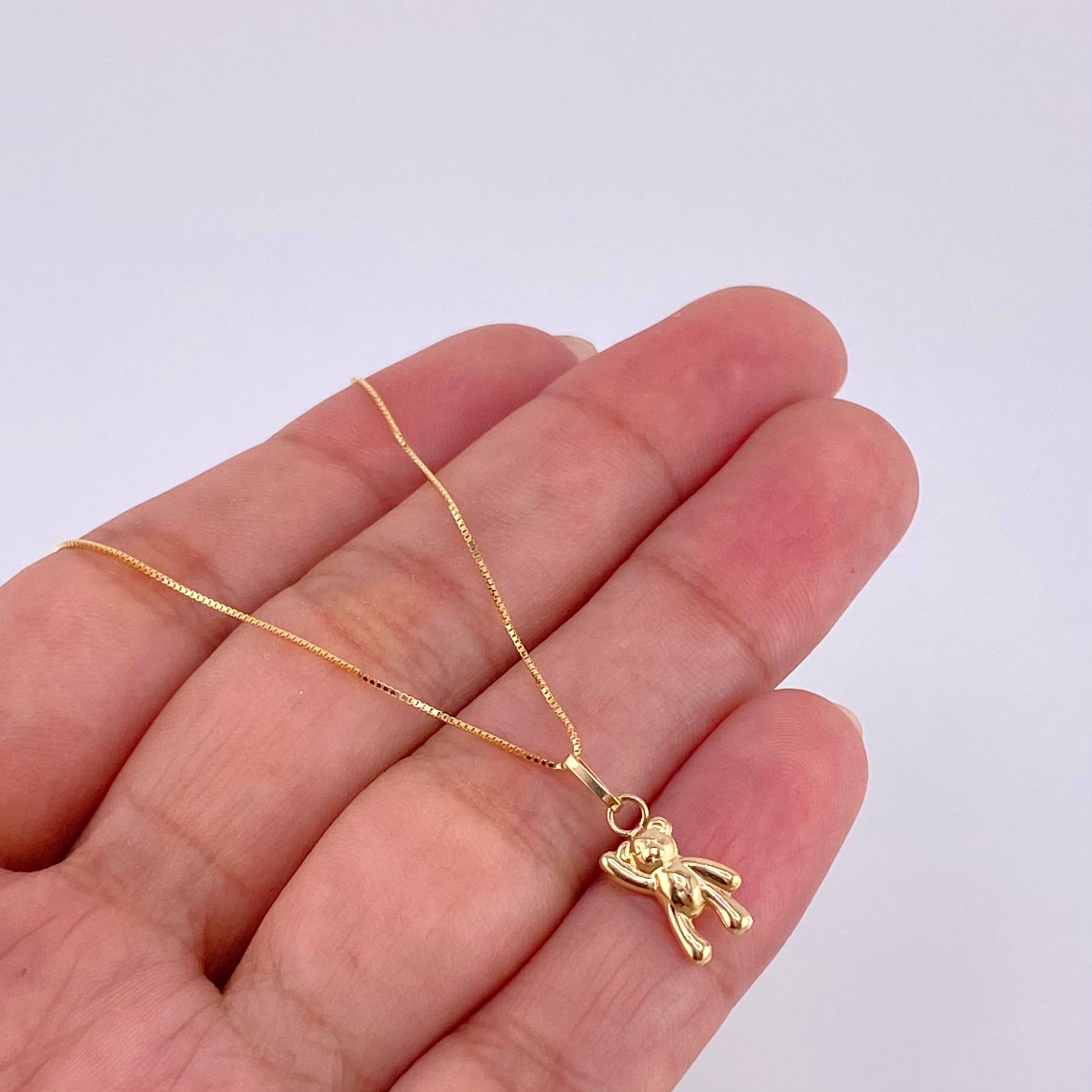 Set Cadena Veneciana + Dije Oso Mano Arriba / 1.45 g / 50.3 cm Oro Amarillo 18K