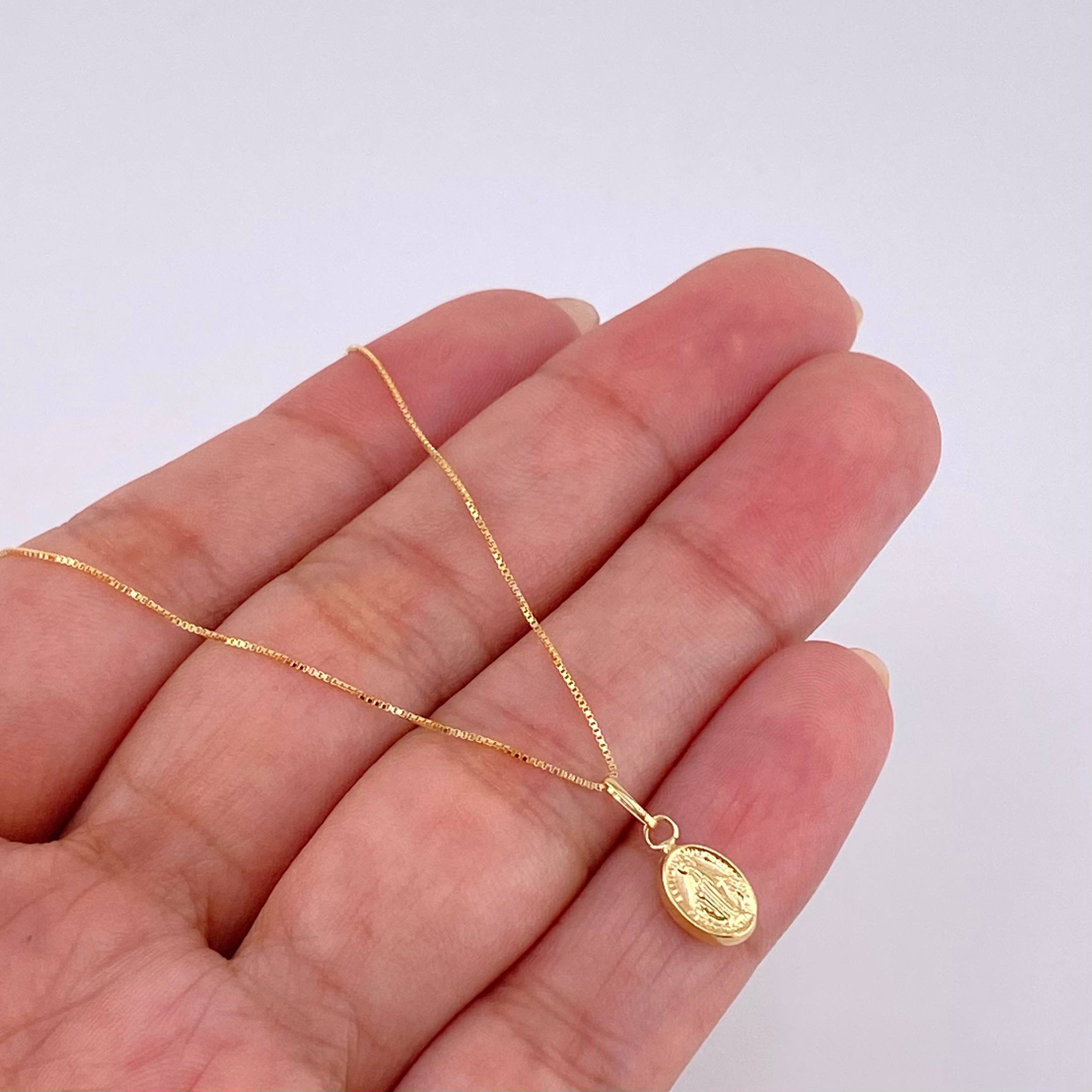 Set Cadena Veneciana + Dije Virgen Milagrosa / 1.2 g / 45.2 cm Oro Amarillo 18K