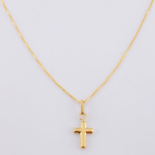 Set Cadena Veneciana + Dije Cruz / 1.35 g / 50.1 cm Oro Amarillo 18K