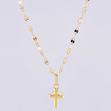 Set Cadena Flor Espejo + Dije Cruz / 1.15 g / 45.1 cm Oro Amarillo 18K