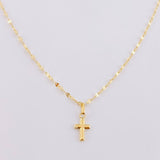Set Cadena Flor Espejo + Dije Cruz / 1.15 g / 45.1 cm Oro Amarillo 18K