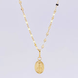 Set Cadena Flor Espejo + Dije Virgen Milagrosa / 1.2 g / 45.2 cm Oro Amarillo 18K