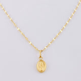 Set Cadena Flor Espejo + Dije Virgen Milagrosa / 1.2 g / 45.2 cm Oro Amarillo 18K