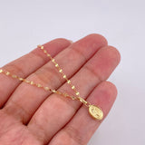 Set Cadena Flor Espejo + Dije Virgen Milagrosa / 1.2 g / 45.2 cm Oro Amarillo 18K