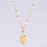 Set Cadena Flor Espejo + Dije Virgen Milagrosa / 1.3 g / 45.1 cm Oro Amarillo 18K