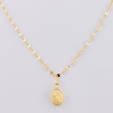 Set Cadena Flor Espejo + Dije Virgen Milagrosa / 1.3 g / 45.1 cm Oro Amarillo 18K