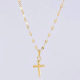 Set Cadena Flor Espejo + Dije Cruz / 1.15 g / 45 cm Oro Amarillo 18K
