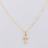 Set Cadena Flor Espejo + Dije Cruz / 1.15 g / 45 cm Oro Amarillo 18K