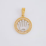 Dije Circulo Corona 1.5g / 2.2cm Dos Oros Amarillo Blanco 18K
