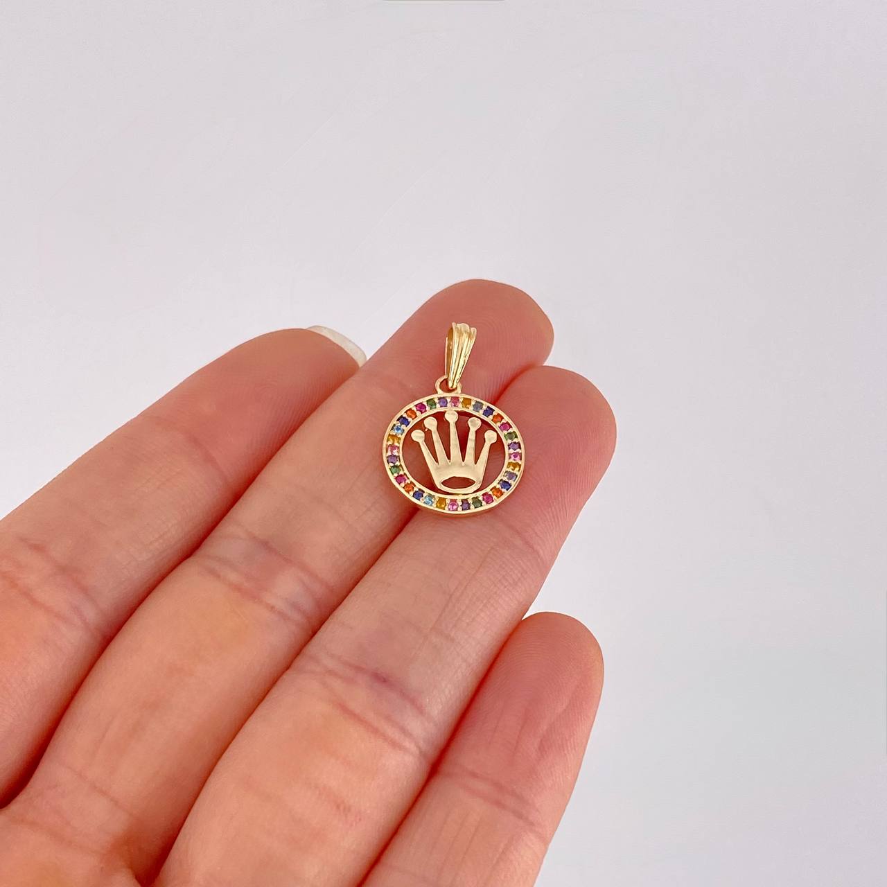 Dije Circulo Corona 1.45g / 2.2cm Oro Amarillo 18K