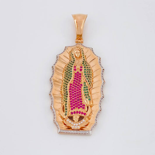 Dije Virgen de Guadalupe 17.5g / 6.3cm Dos Oros Blanco Rosa 18K