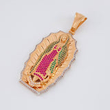 Dije Virgen de Guadalupe 17.5g / 6.3cm Dos Oros Blanco Rosa 18K