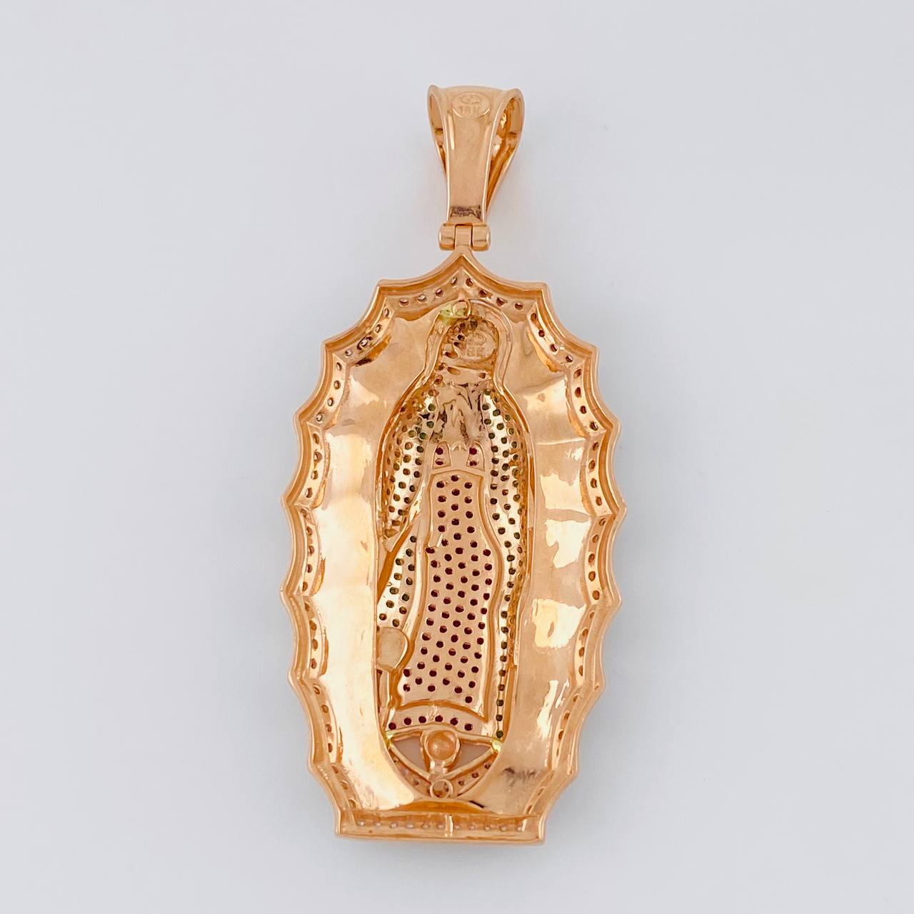 Dije Virgen de Guadalupe 17.5g / 6.3cm Dos Oros Blanco Rosa 18K