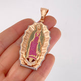 Dije Virgen de Guadalupe 17.5g / 6.3cm Dos Oros Blanco Rosa 18K