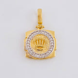 Dije Corona 2.8g / 2.3cm Dos Oros Amarillo Blanco 18K