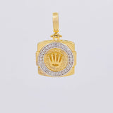Dije Corona 2.8g / 2.3cm Dos Oros Amarillo Blanco 18K
