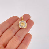 Dije Corona 2.8g / 2.3cm Dos Oros Amarillo Blanco 18K