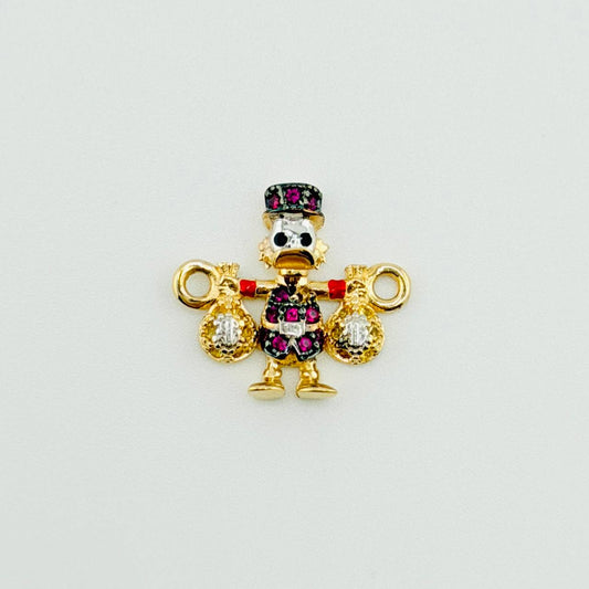 Herraje Pato Bolsa Dinero 1.45gr / 1.6cm / Dos Oros Amarillo Blanco 18K ©