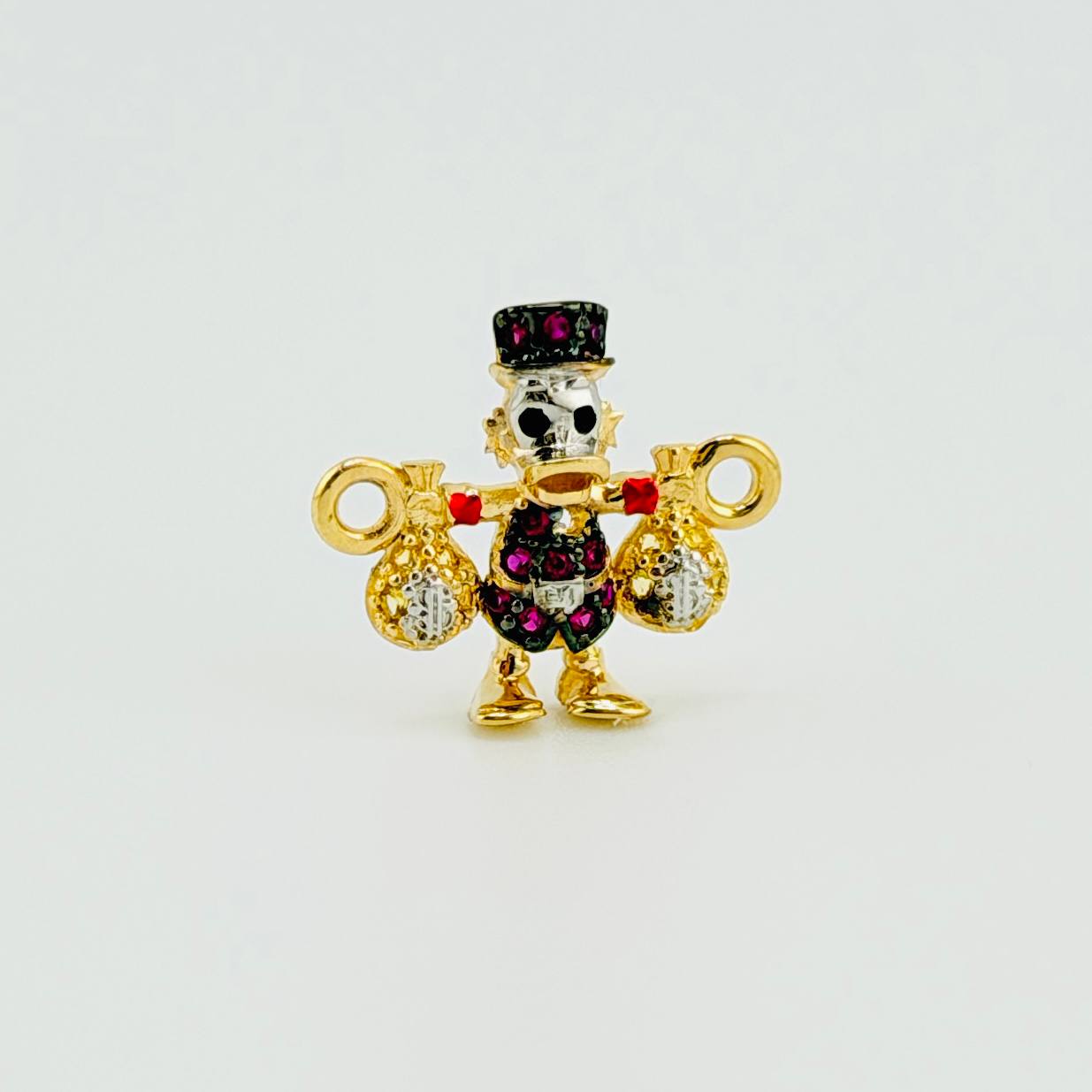 Herraje Pato Bolsa Dinero 1.45gr / 1.6cm / Dos Oros Amarillo Blanco 18K ©