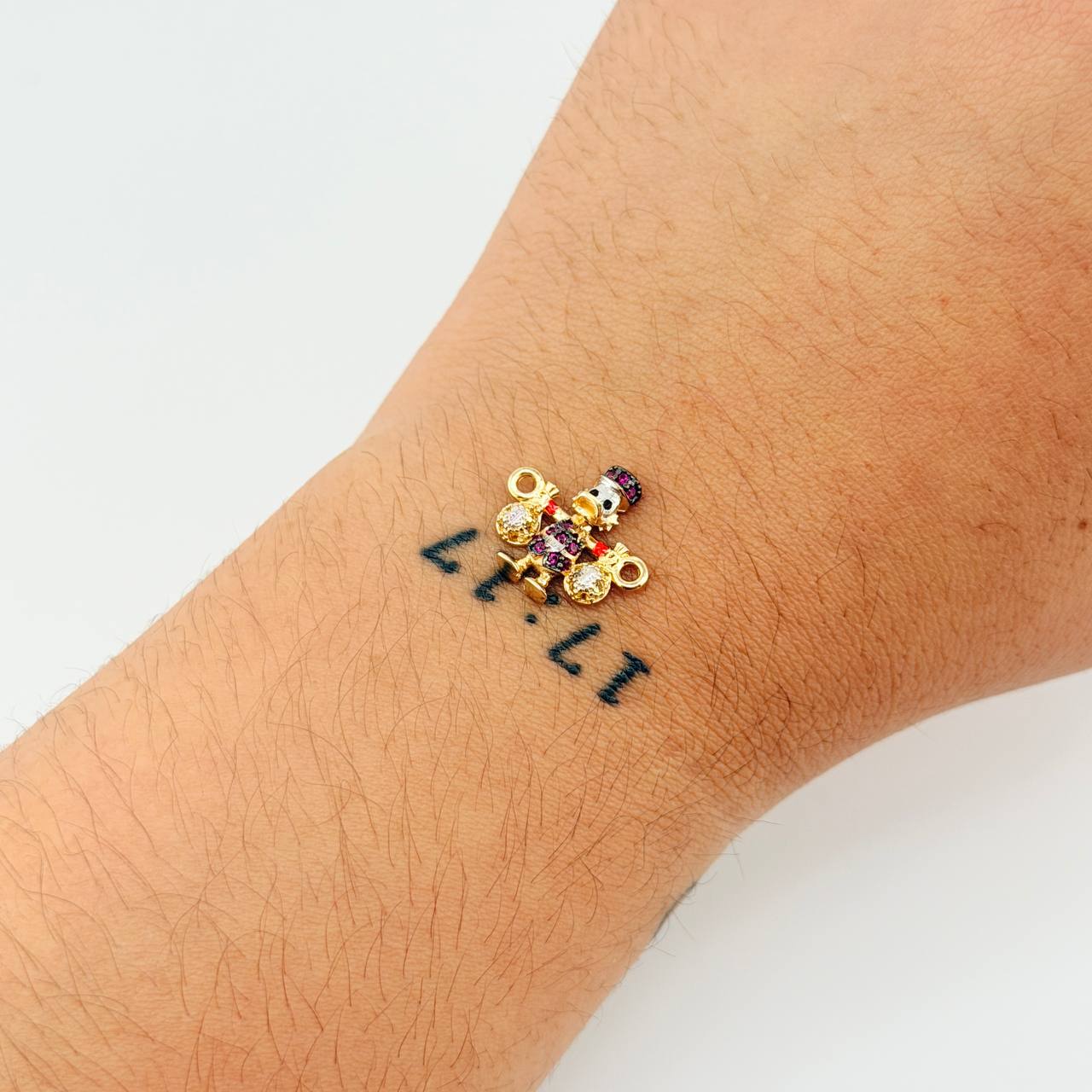 Herraje Pato Bolsa Dinero 1.45gr / 1.6cm / Dos Oros Amarillo Blanco 18K ©