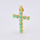 Dije Cruz Circulos Esmeraldas 1.7 Qts 1.75gr / 3.5cm / Oro Amarillo 18K ©