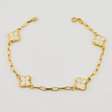 Pulso Cajon Trebol Blanco 3.95gr / 18cm / 10mm Oro Amarillo 18K