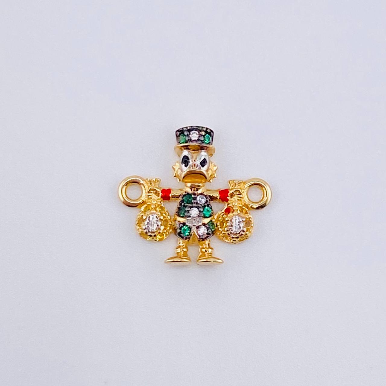 Herraje Pato Bolsa Dinero 1.45gr / 1.6cm / Dos Oros Amarillo Blanco 18K ©