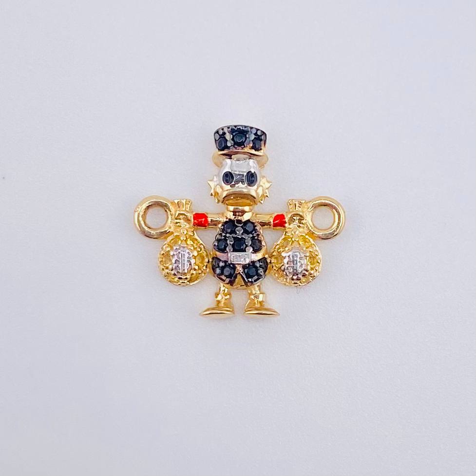 Herraje Pato Bolsa Dinero 1.45gr / 1.6cm / Dos Oros Amarillo Blanco 18K ©