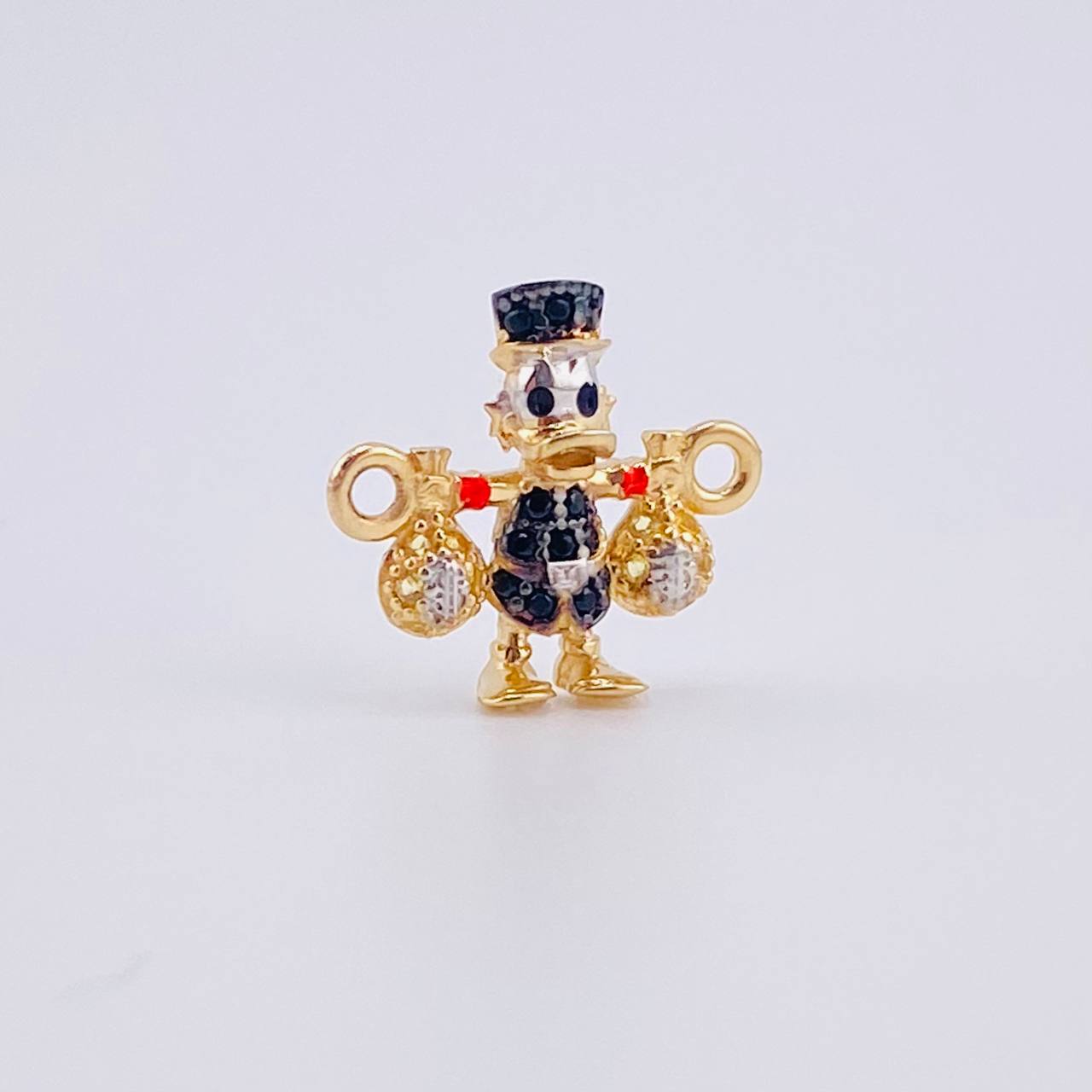 Herraje Pato Bolsa Dinero 1.45gr / 1.6cm / Dos Oros Amarillo Blanco 18K ©