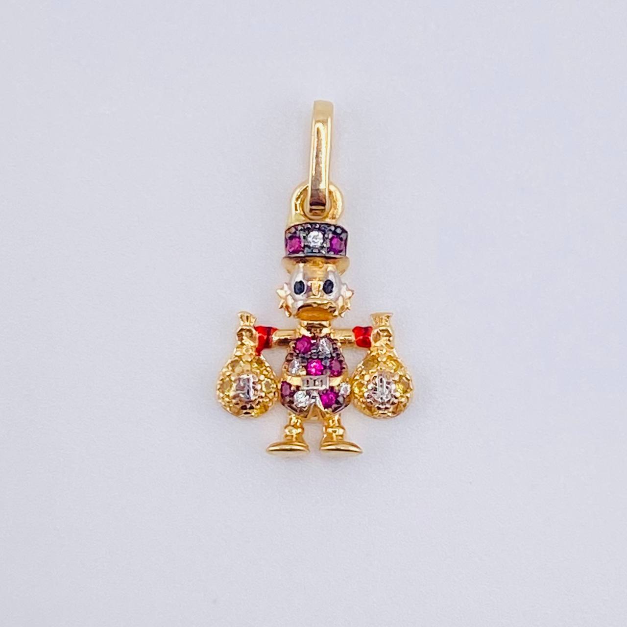 Dije Pato Bolsa Dinero 1.6gr / 2.2cm / Dos Oros Amarillo Blanco 18K ©