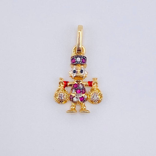 Dije Pato Bolsa Dinero 1.6gr / 2.2cm / Dos Oros Amarillo Blanco 18K ©