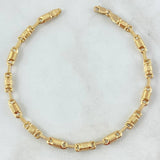 Pulso Rustico Barril Cilindro 5.35gr / 22cm / 3.5mm Texturizado Oro Amarillo 18K