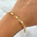 Pulso Rustico Barril Cilindro 5.35gr / 22cm / 3.5mm Texturizado Oro Amarillo 18K
