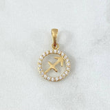 Dije Signo Sagitario 1.05gr / 2cm / Circones Blancos Oro Amarillo 18K