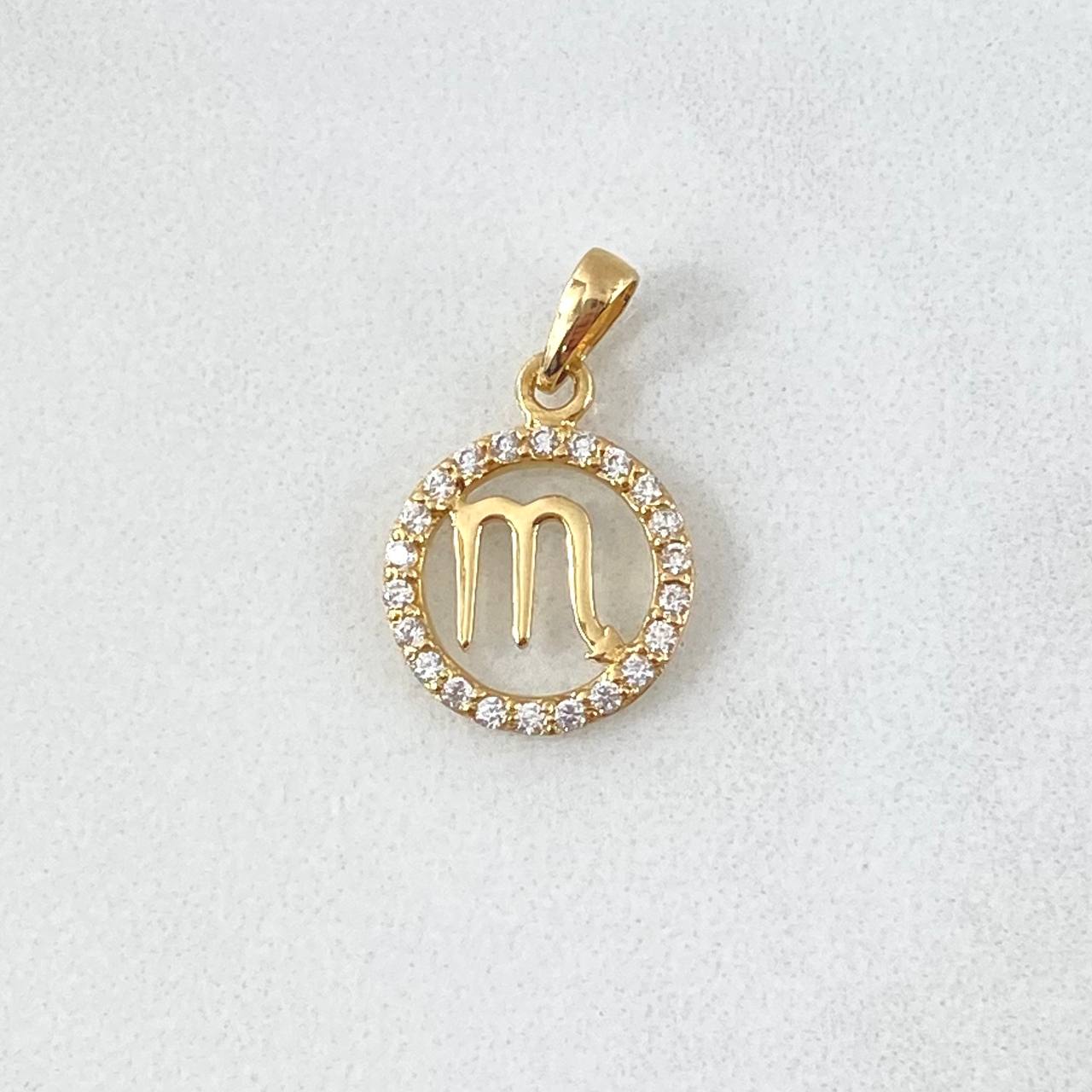 Dije Signo Escorpio 1gr / 2cm / Circones Blancos Oro Amarillo 18K