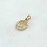 Dije Signo Géminis 0.95gr / 2cm / Circones Blancos Oro Amarillo 18K