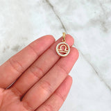 Dije Signo Libra 1.15gr / 2cm / Circones Blancos Oro Amarillo 18K