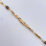 Cadena Rustica Barril 8.75gr / 61.5cm / 3.2mm Cauchos Negros Oro Amarillo 18K &