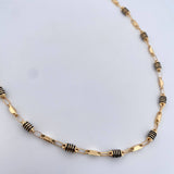 Cadena Rustica Barril 11.15gr / 61.5cm / 4.3mm Cauchos Negros Oro Amarillo 18K &