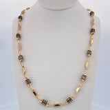 Cadena Rustica Barril 11.15gr / 61.5cm / 4.3mm Cauchos Negros Oro Amarillo 18K &