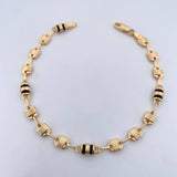 Pulso Rustico Barril Canotillo 5.25gr / 21.3cm / 5.6mm Cauchos Negros Oro Amarillo 18K &