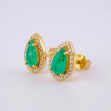 Topos Set Lágrimas Hallo con Dije Esmeraldas 2.22qts Diamantes 40pts 6.65g / 12.6mm Oro Amarillo 18K
