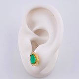 Topos Set Lágrimas Hallo con Dije Esmeraldas 2.22qts Diamantes 40pts 6.65g / 12.6mm Oro Amarillo 18K