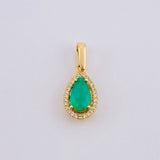 Topos Set Lágrimas Hallo con Dije Esmeraldas 2.22qts Diamantes 40pts 6.65g / 12.6mm Oro Amarillo 18K