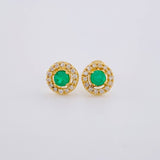 Topos Halo Esmeraldas 36Pts Diamantes 5Pts 1.8 g / 7.1 mm Oro Amarillo 18K